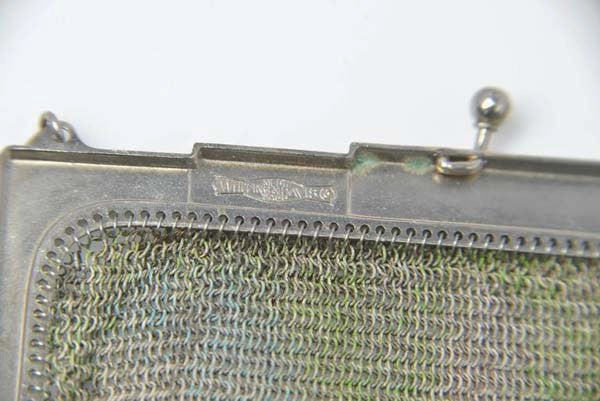1920s Whiting and Davis Art Deco Screen Printed Mesh Bag