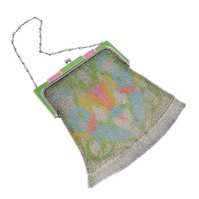 1920s Whiting and Davis Art Deco Screen Printed Mesh Bag