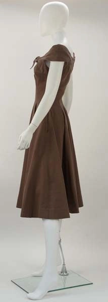 1930s Claire McCardell Brown Boatneck Dress