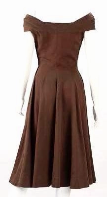 1930s Claire McCardell Brown Boatneck Dress