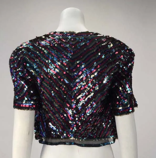 1940er Jahre Multicolor Pailletten Kurzarm Bolero