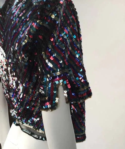 1940er Jahre Multicolor Pailletten Kurzarm Bolero