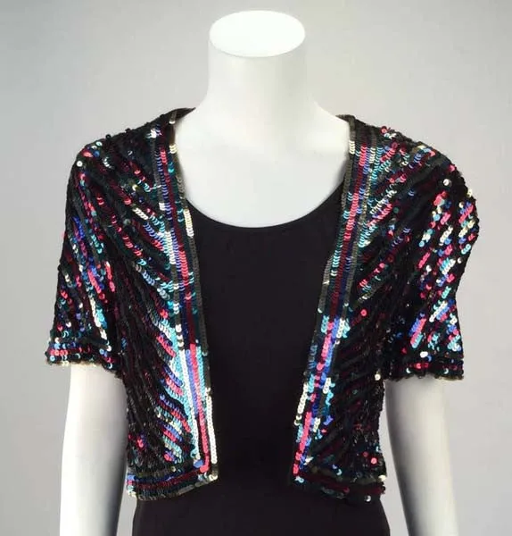 1940er Jahre Multicolor Pailletten Kurzarm Bolero