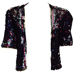 1940s Multicolor Sequin Short Sleeve Bolero
