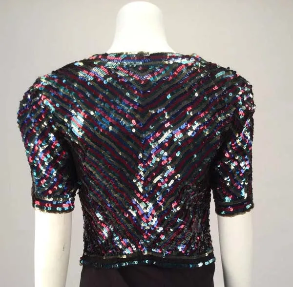 1940er Jahre Multicolor Pailletten Kurzarm Bolero