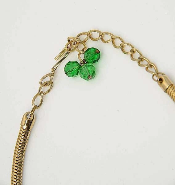 1940s Hobe Gold Tone Necklace with Rhinestones