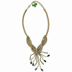 1940s Hobe Gold Tone Necklace with Rhinestones