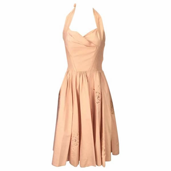 1950s Carlye Pale Pink Halter Dress