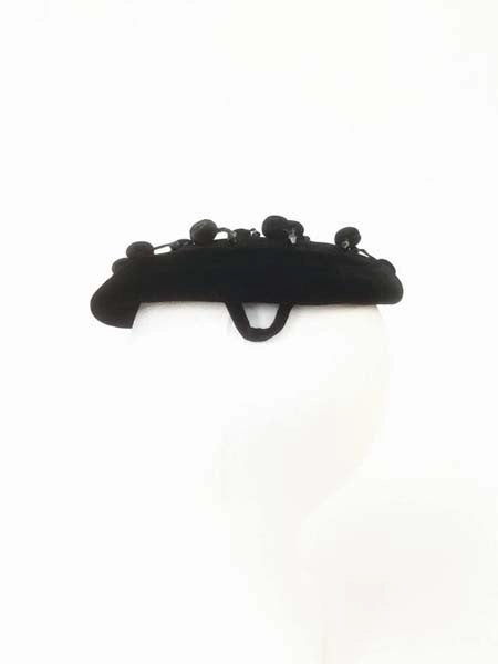 1950s Evelyn Varon Black Tambourine Beaded Pompom Hat