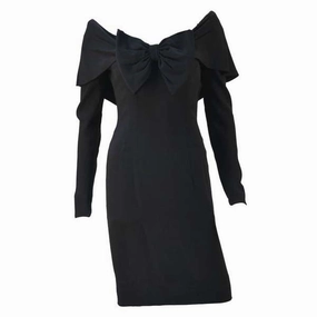 1950s Mr. Blackwell Black Long Sleeve Wiggle Dress