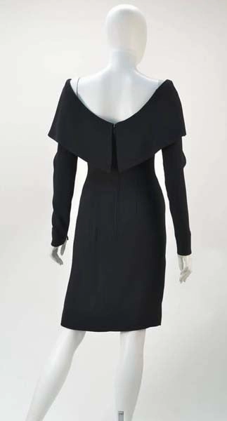 1950s Mr. Blackwell Black Long Sleeve Wiggle Dress