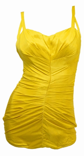 1950s Rose Marie Reid Goldenrod Bathing Beauty Swim Suit