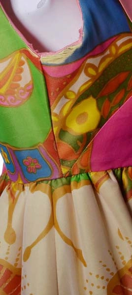 1960's Silk Flower Print Maxi Dress