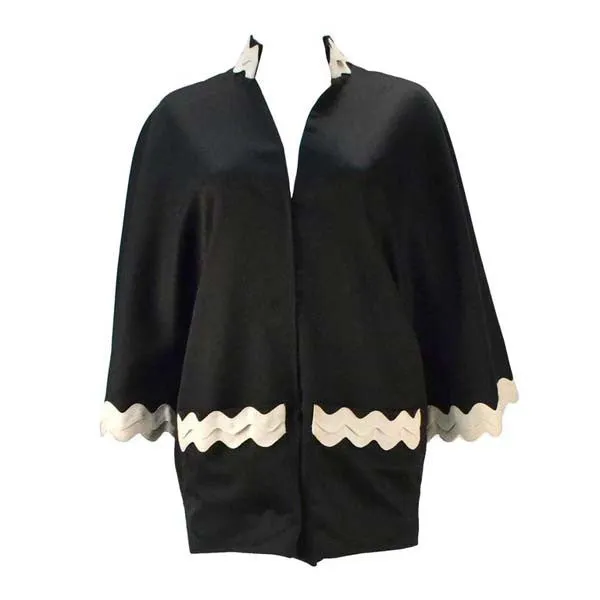 1960er Jahre Olga Paris Schwarzer Kimono-Ärmel Hot Pants Jumpsuit/Romper