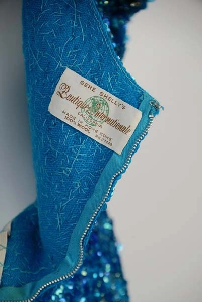 1960s Blue Beaded Gown
