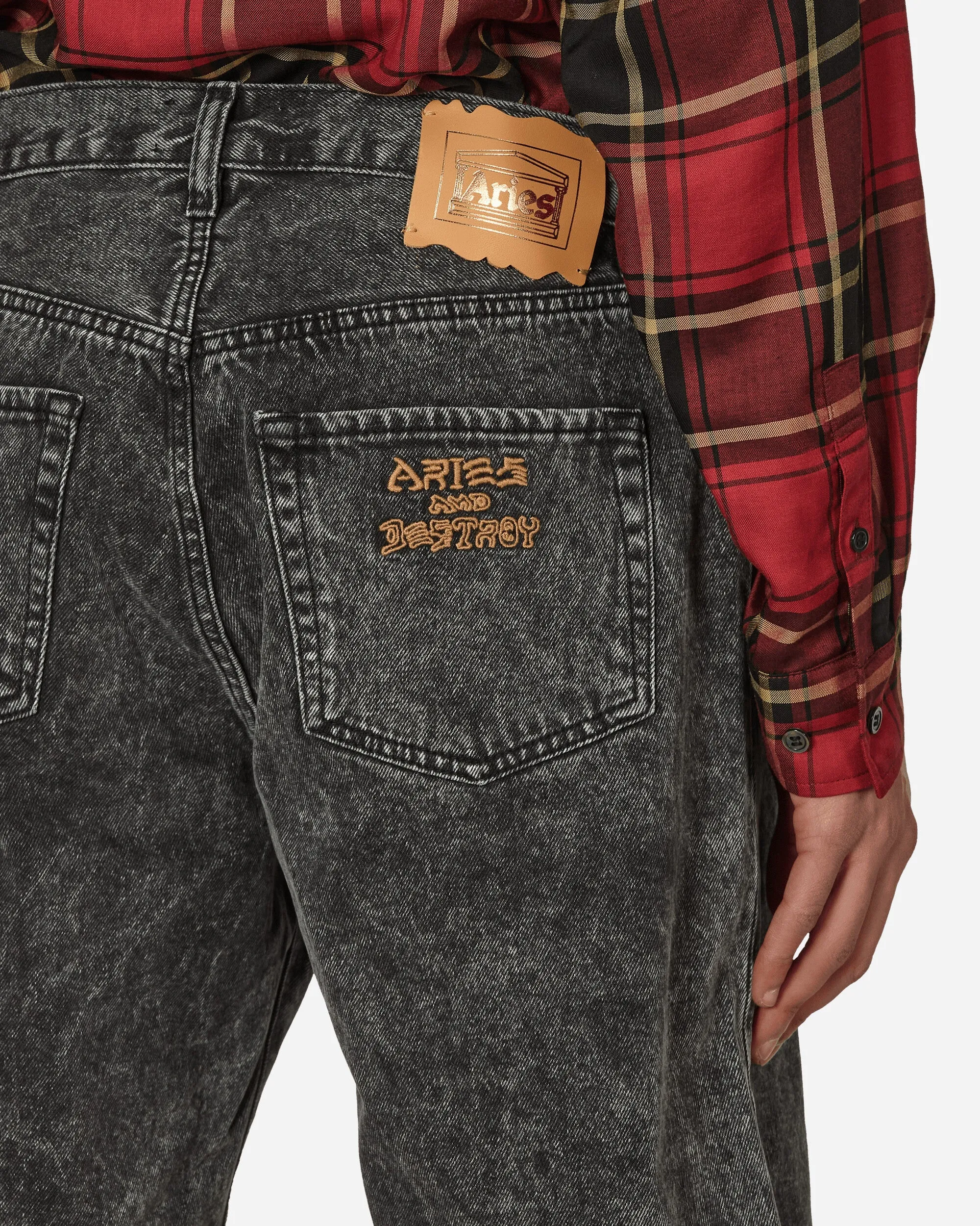 Acid Wash Denim Shorts Schwarz