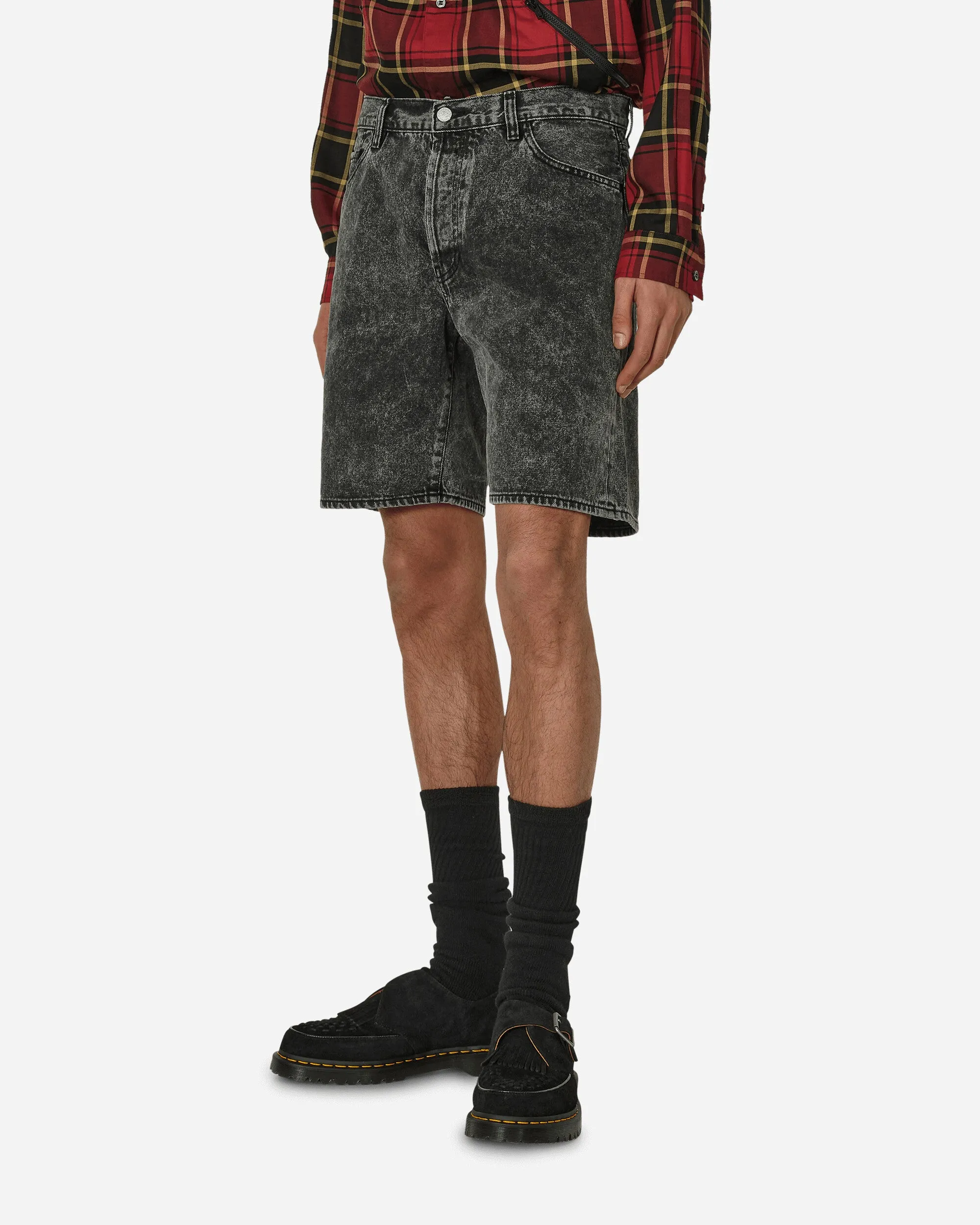 Acid Wash Denim Shorts Schwarz