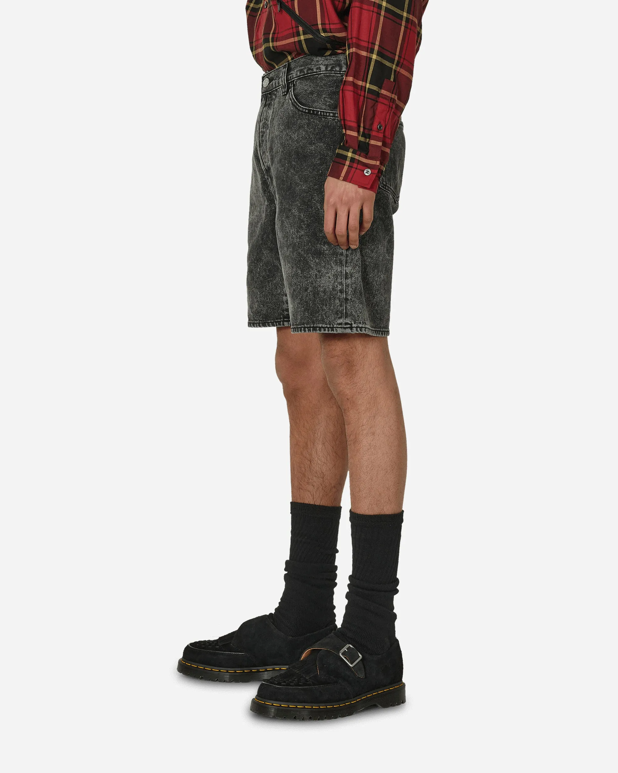 Acid Wash Denim Shorts Schwarz