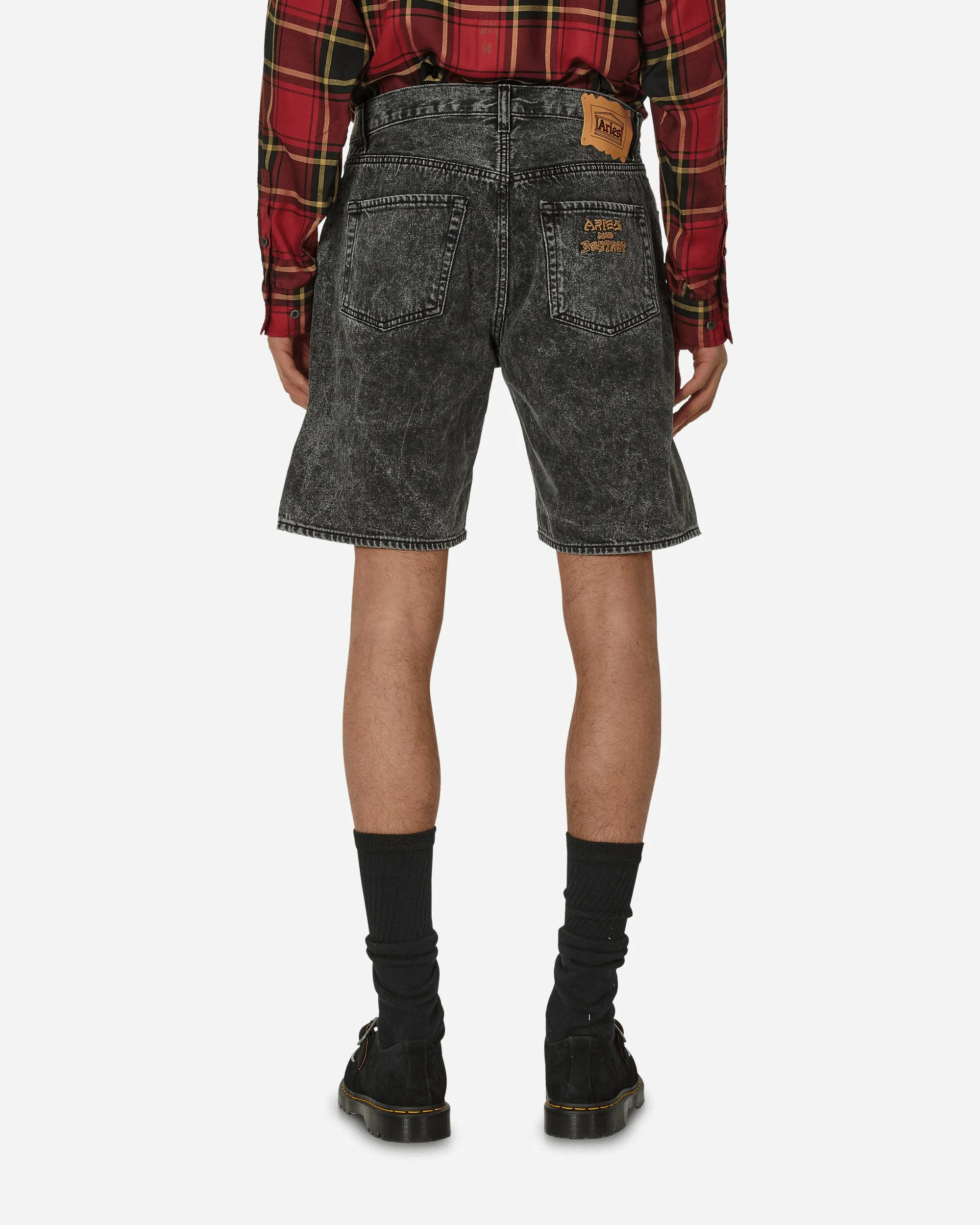 Acid Wash Denim Shorts Schwarz