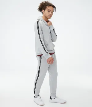 Aeropostale Herren Heritage Logo Tape Jogger Sweatpants - Grau - Größe M - Baumwolle - Teen Mode & Bekleidung Hell Heather Grau Aeropostale