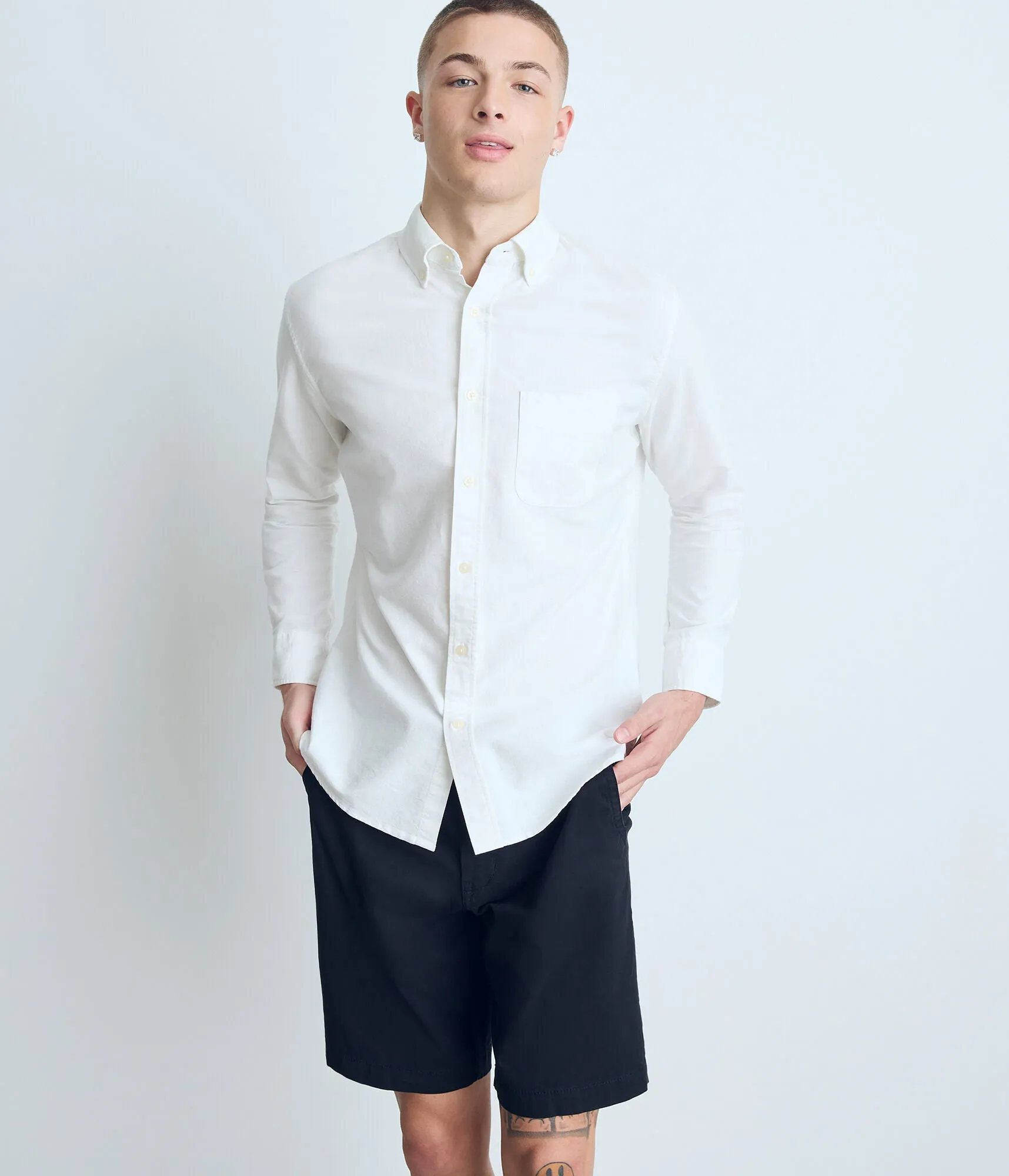 Aeropostale Herren Langarm-Oxfordhemd - Weiß - Größe XS - Baumwolle - Teenager-Mode & Kleidung Bleiche Aeropostale