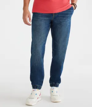 Aeropostale Herren Premium Air Denim Jogginghose - Washed Denim - Größe L - Baumwolle - Teen Mode & Bekleidung Medium Wash Aeropostale