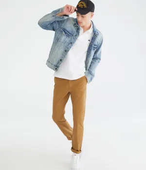 Aeropostale Herren Slim Straight Chinos - Khaki - Größe 33X30 - Baumwolle - Teenager-Mode & Bekleidung Sandelholz Aeropostale