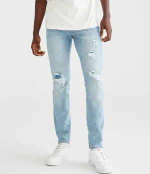 Aeropostale Herren Super Skinny Performance Jeans mit TruTemp365 Technologie - Blau - Größe 33X34 - Baumwolle - Teenager-Mode & Bekleidung Light Wash Aeropostale