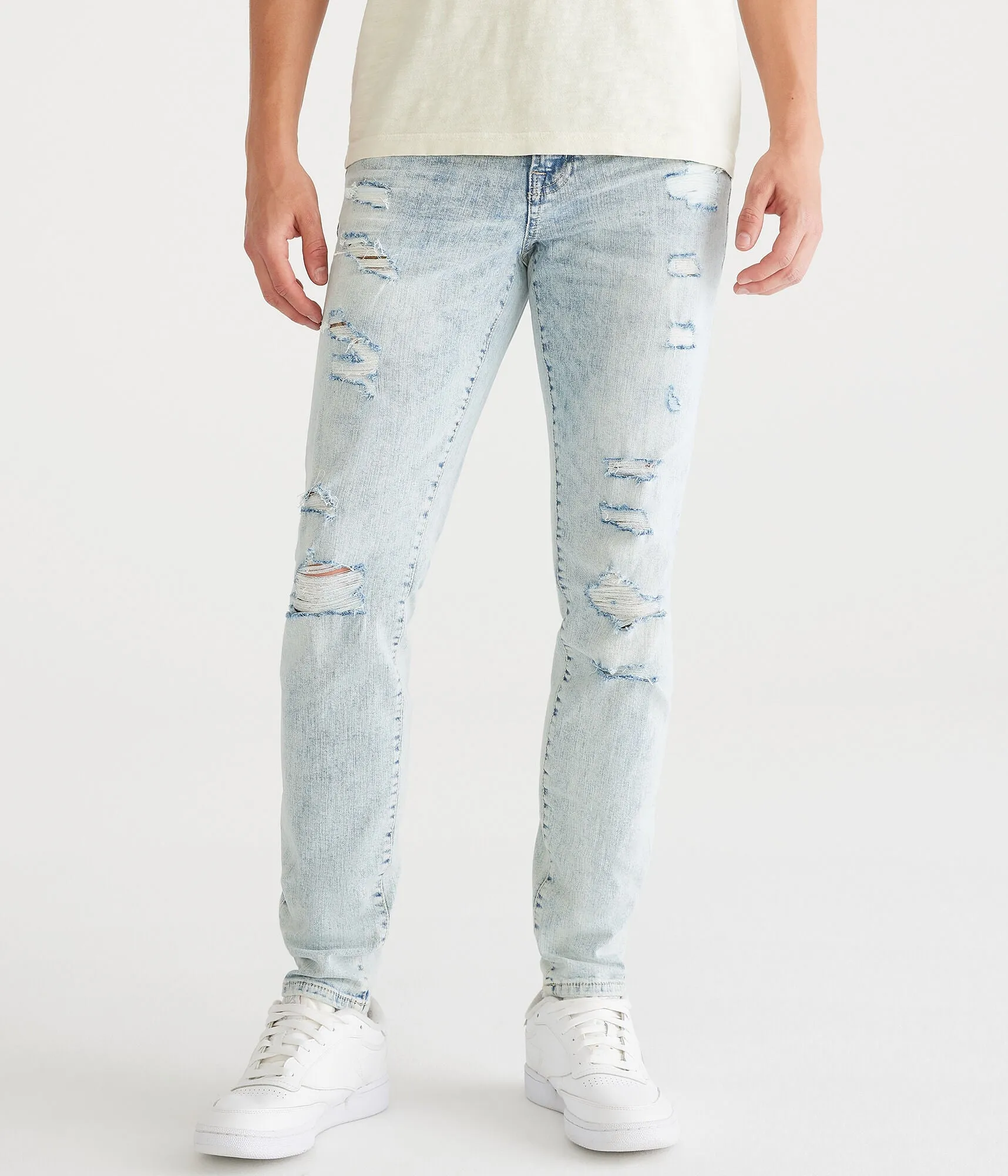 Aeropostale Herren Super Skinny Premium Air Jeans - Blau - Größe 31X30 - Baumwolle - Teenager-Mode & Bekleidung Light Wash Aeropostale