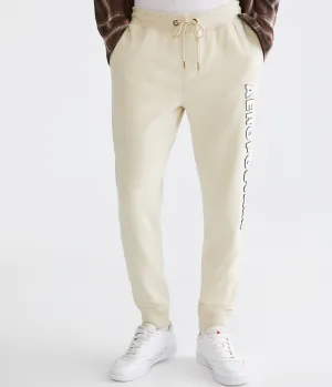 Aeropostale Herren Vertikale Aeropostale Heritage Jogger Sweatpants - Beige - Größe L - Baumwolle - Teenager-Mode & Bekleidung Fog Aeropostale