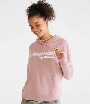 Aeropostale Damen Aeropostale Script Pullover Hoodie - Rosa - Größe L - Baumwolle - Teen Mode & Bekleidung Azaleenrosa Aeropostale