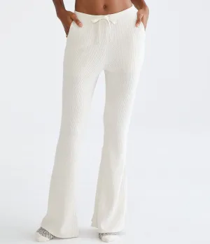 Aeropostale Damen Flare High-Rise Waffle Schlafhose - Hellbraun - Größe XL - Polyester - Teen Mode & Bekleidung Beerenbraun Aeropostale