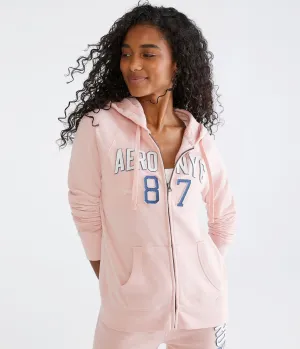 Aeropostale Damen NYC 87 Full-Zip Hoodie - Rosa - Größe S - Baumwolle - Teen Mode & Bekleidung Pink Magnolia Aeropostale