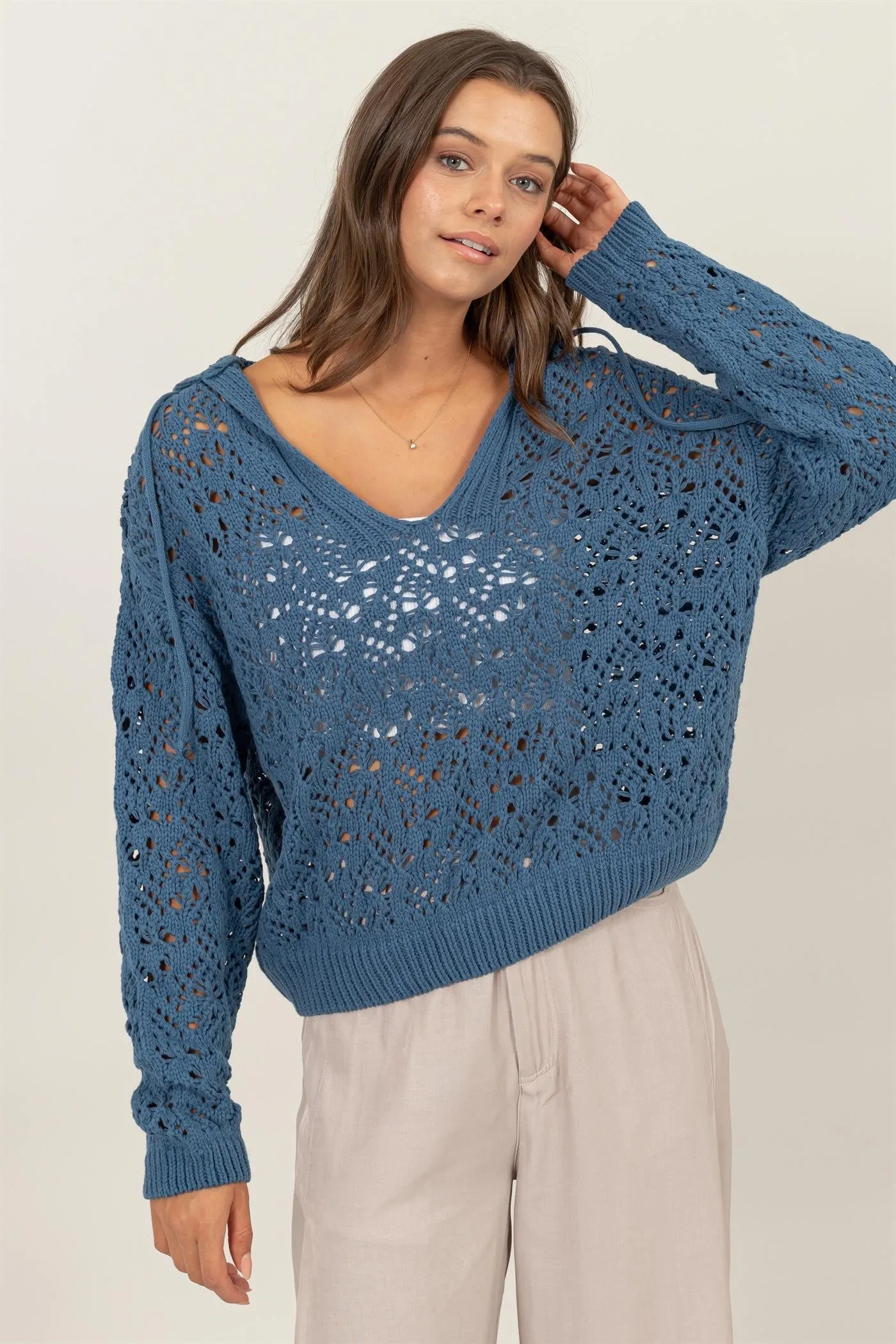 Alexis Kapuzen-Pullover aus Häkelarbeit