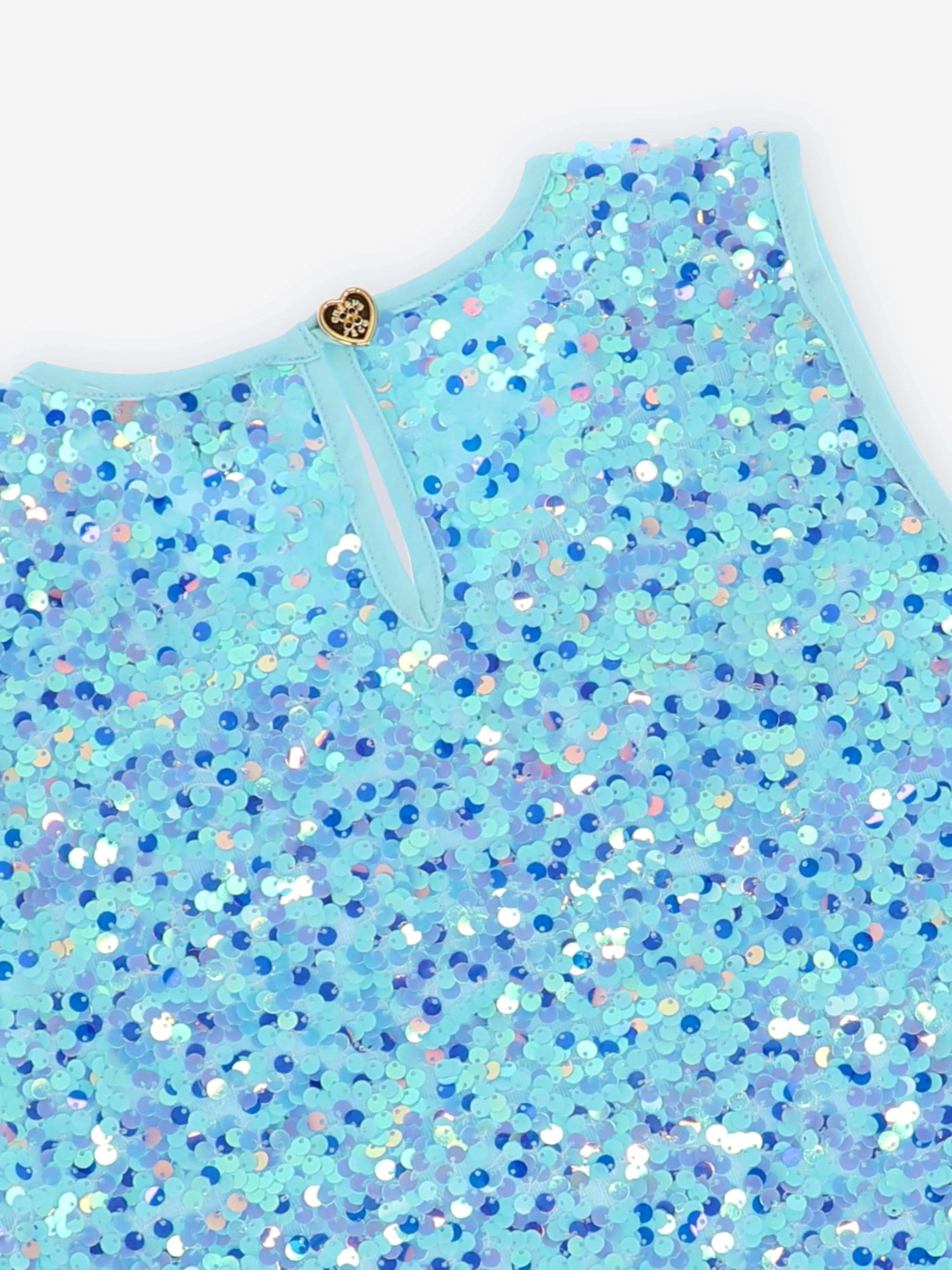 Engelsgesicht Mädchen Diva Pailletten Top in Blau
