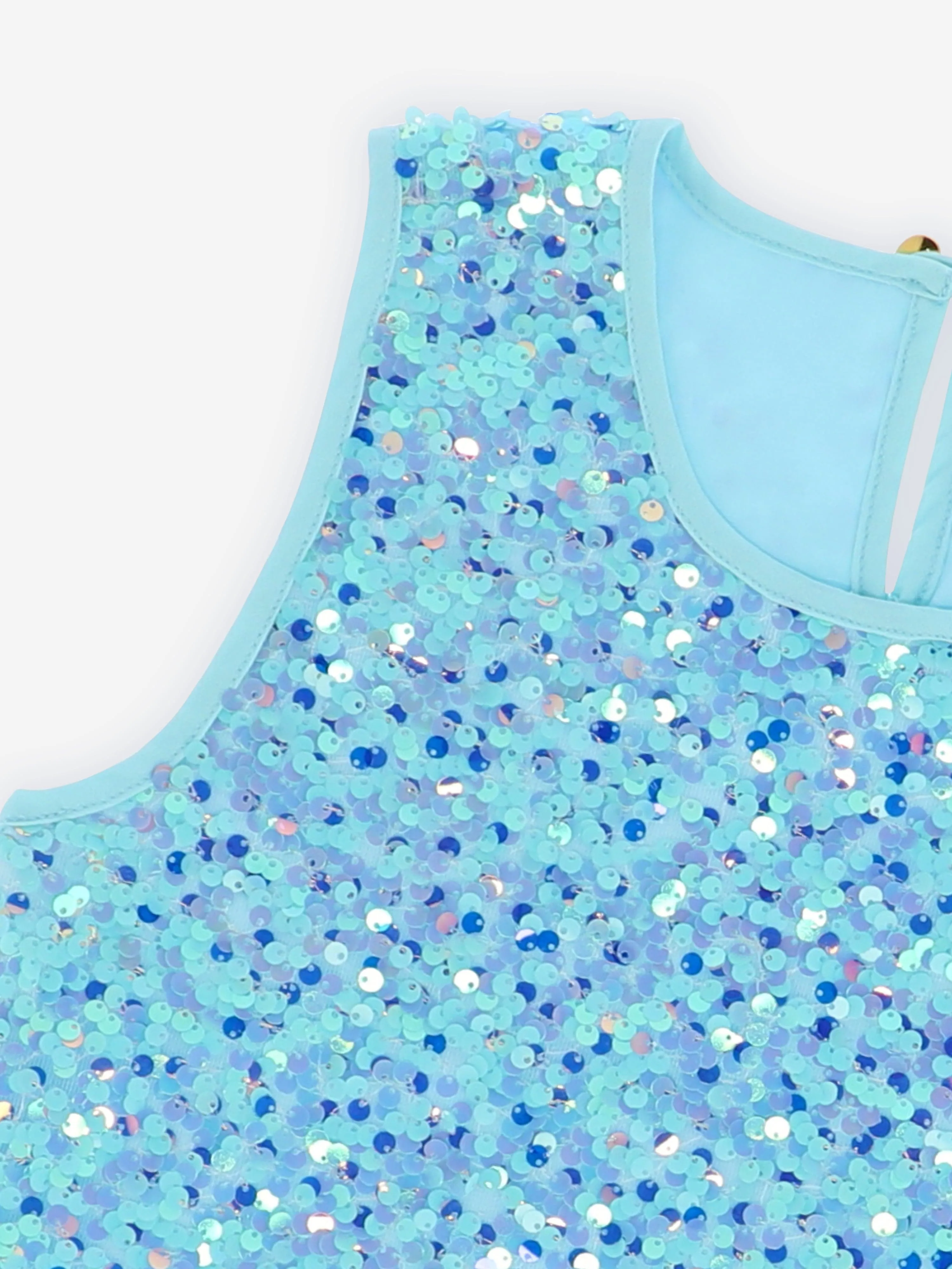 Engelsgesicht Mädchen Diva Pailletten Top in Blau