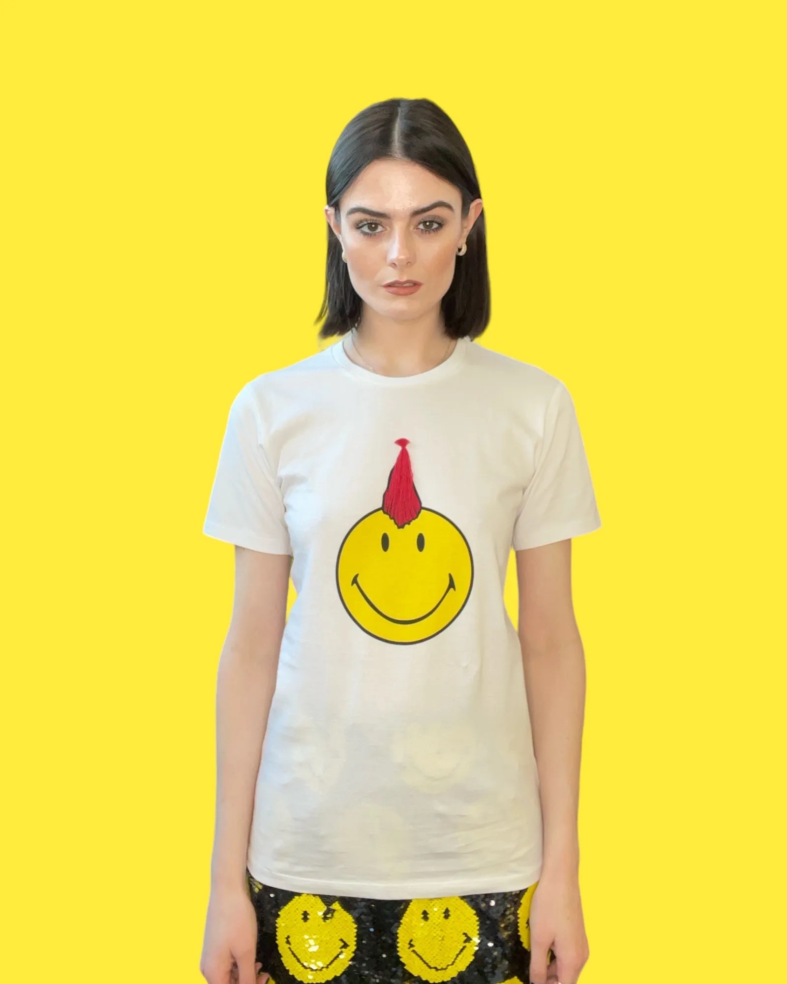 Any Old Iron x Smiley Mohawk Weißes T-Shirt