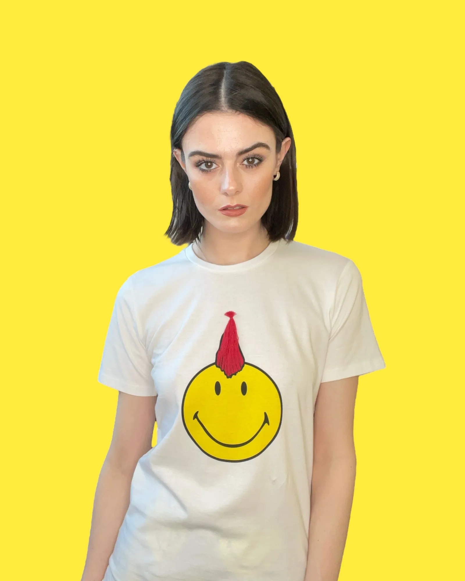 Any Old Iron x Smiley Mohawk Weißes T-Shirt