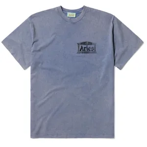 Aries Vintage Antiker Tempel SS T-Shirt Blau