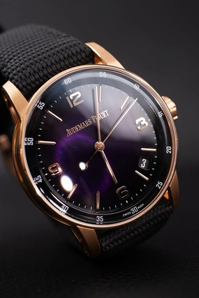 Audemars Piguet Code 11.59 15210OR Box   og. Papiere 18k Rose Gold, Purple Dial