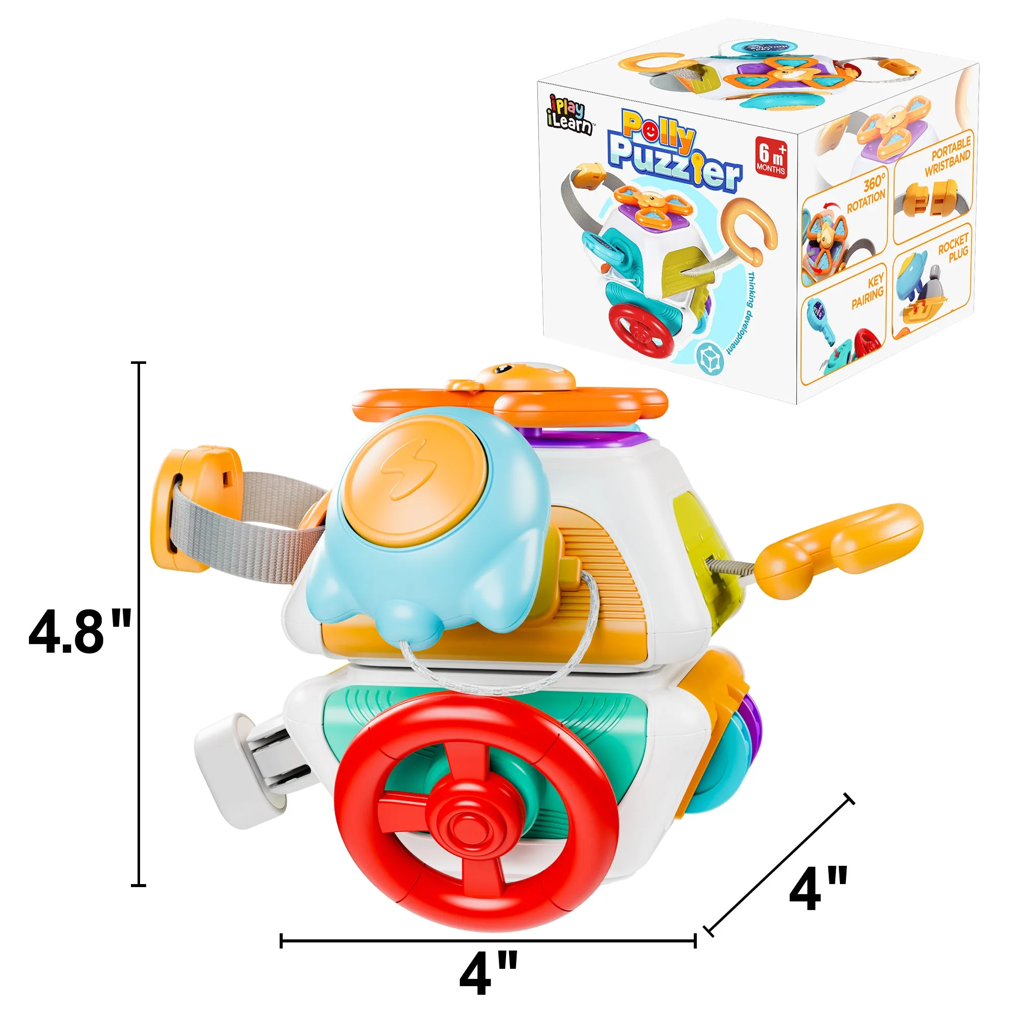 Baby Beschäftigungs-Würfel, Montessori Sinnes-Spielzeug für Kleinkinder 1-3 Jahre, Reisespielzeug für Autositz und Flugzeug