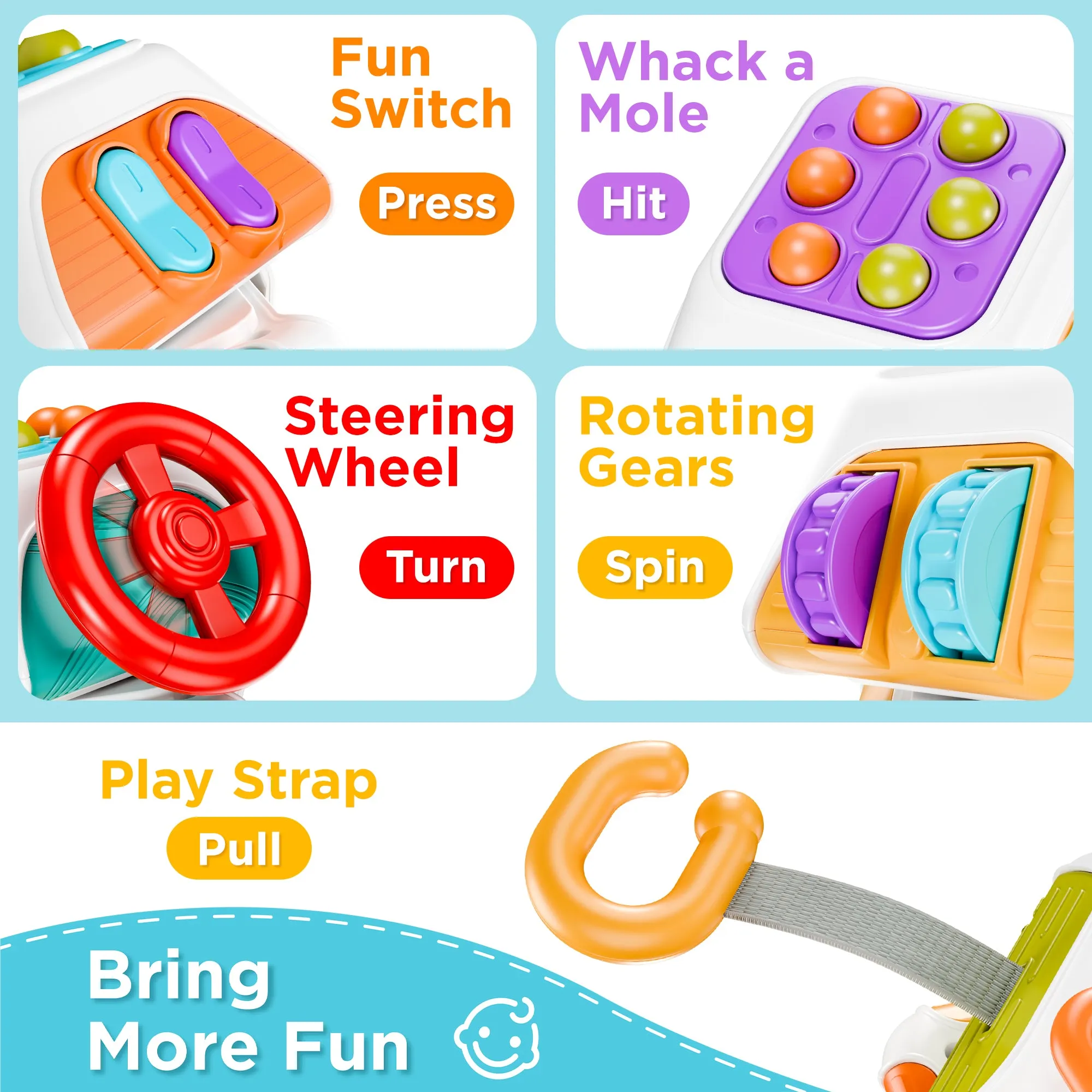Baby Beschäftigungs-Würfel, Montessori Sinnes-Spielzeug für Kleinkinder 1-3 Jahre, Reisespielzeug für Autositz und Flugzeug