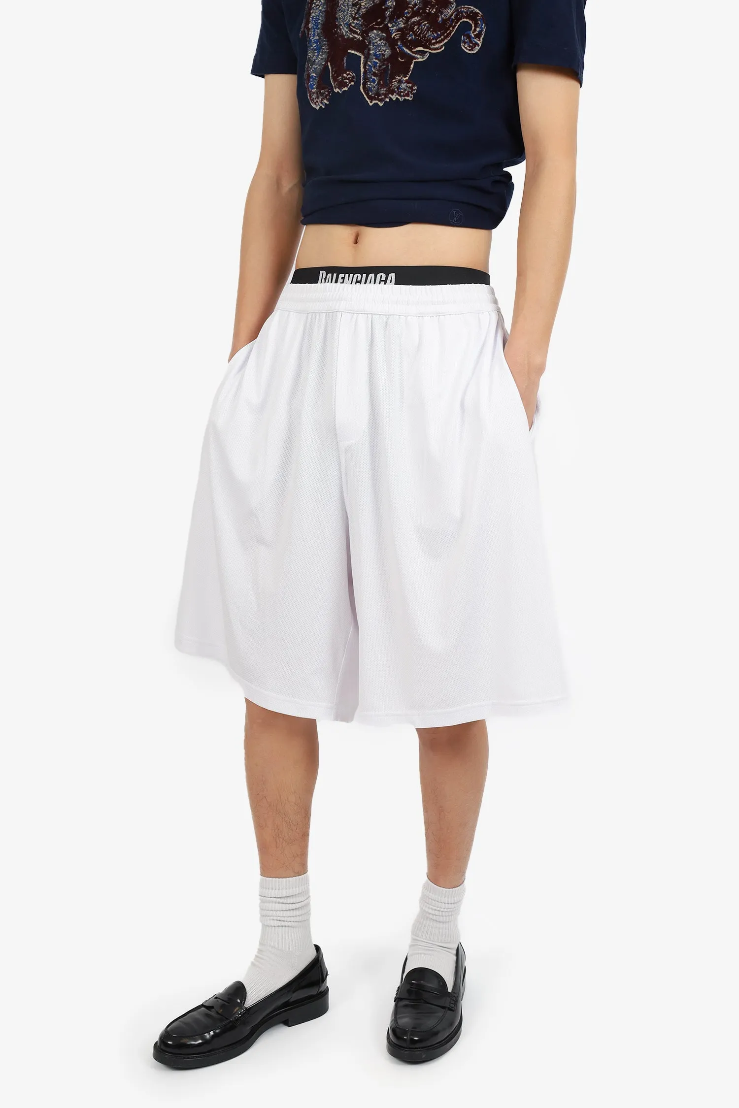 Balenciaga Weiße Logo-Band Shorts Größe M Herren
