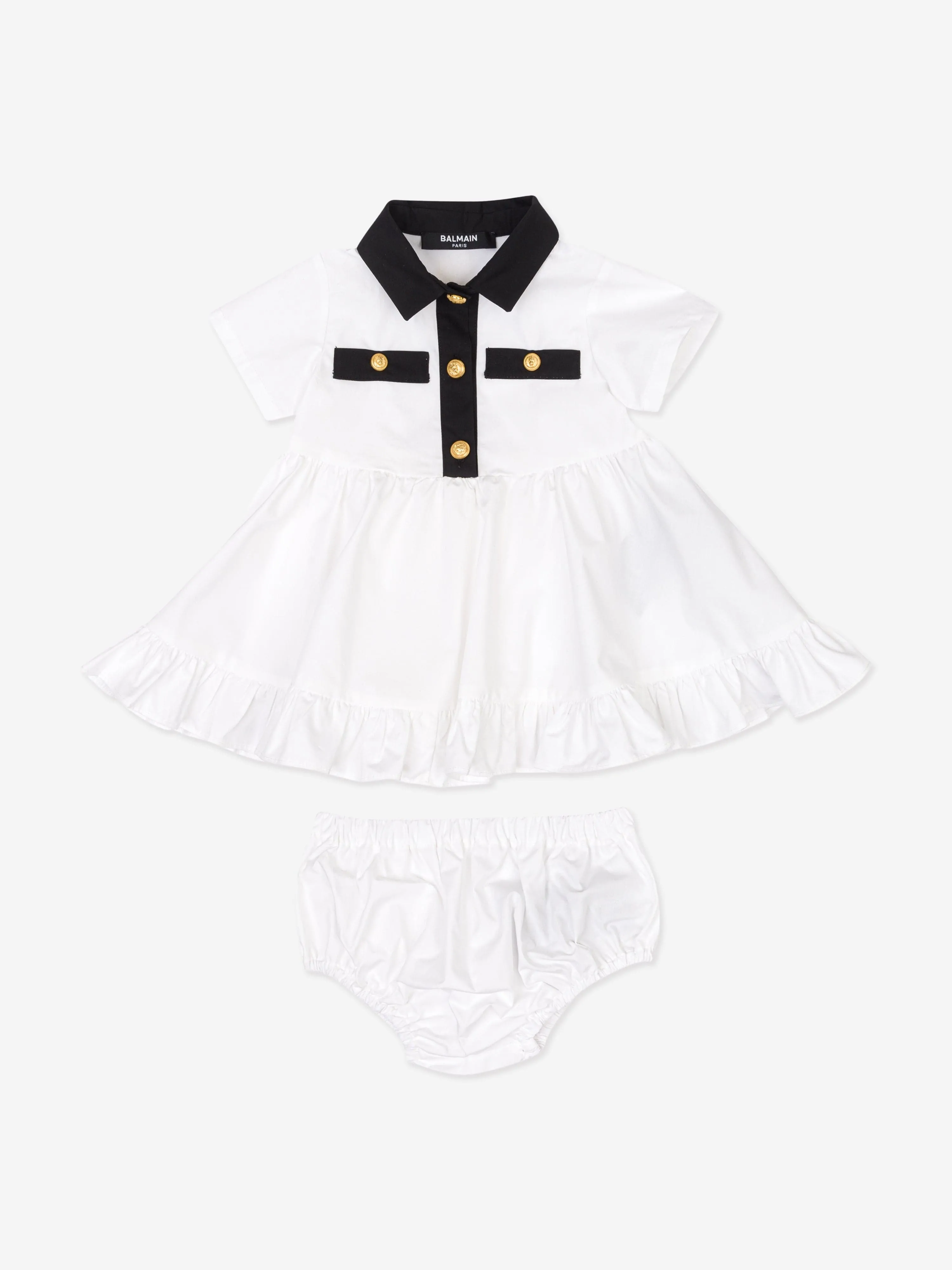Balmain Baby Girls Polo-Kleid mit Schlüpfer in Weiß