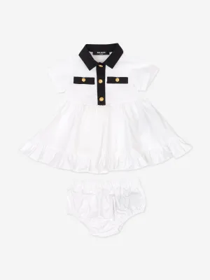 Balmain Baby Girls Polo-Kleid mit Schlüpfer in Weiß