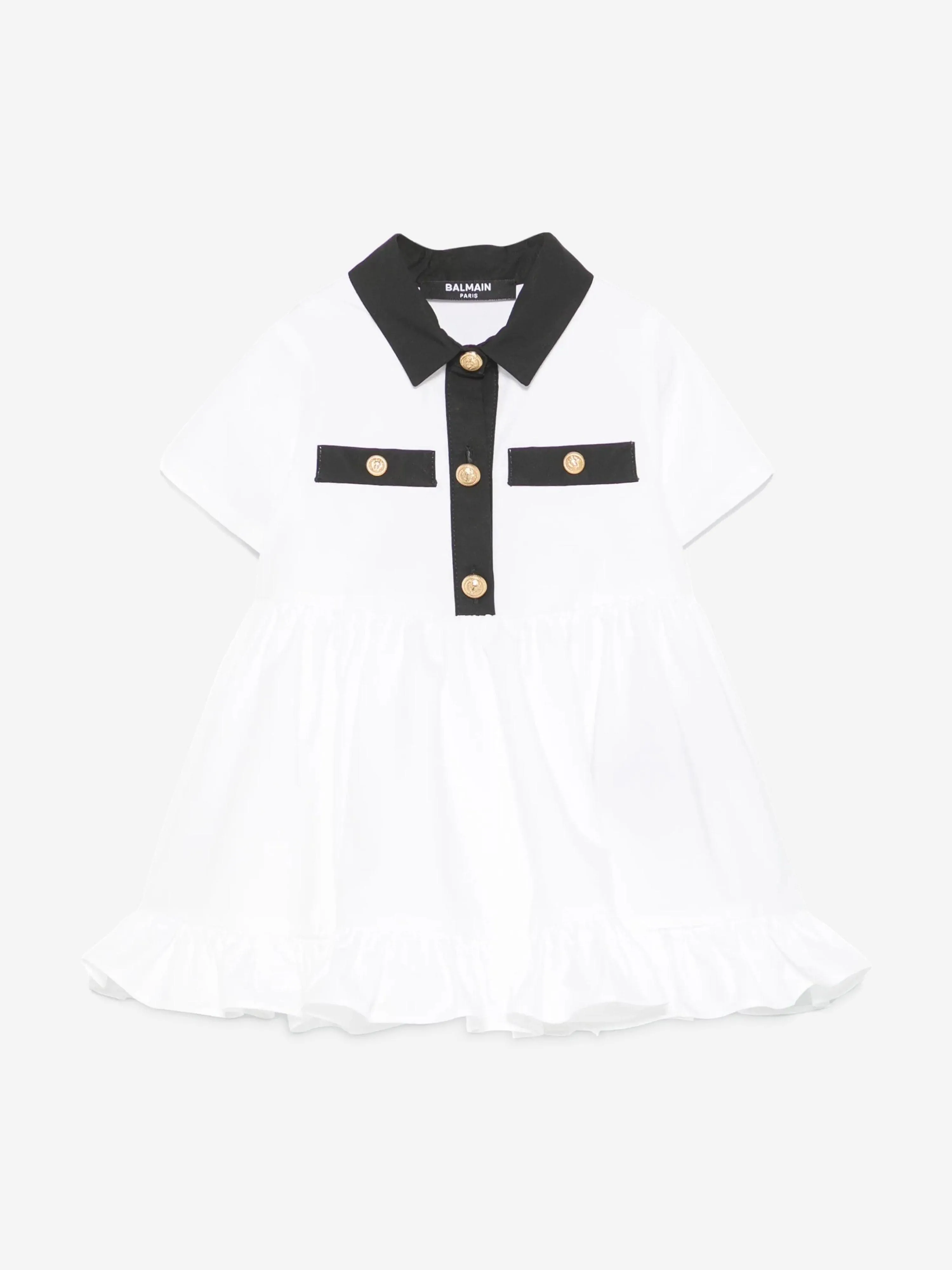 Balmain Baby Girls Polo-Kleid mit Schlüpfer in Weiß