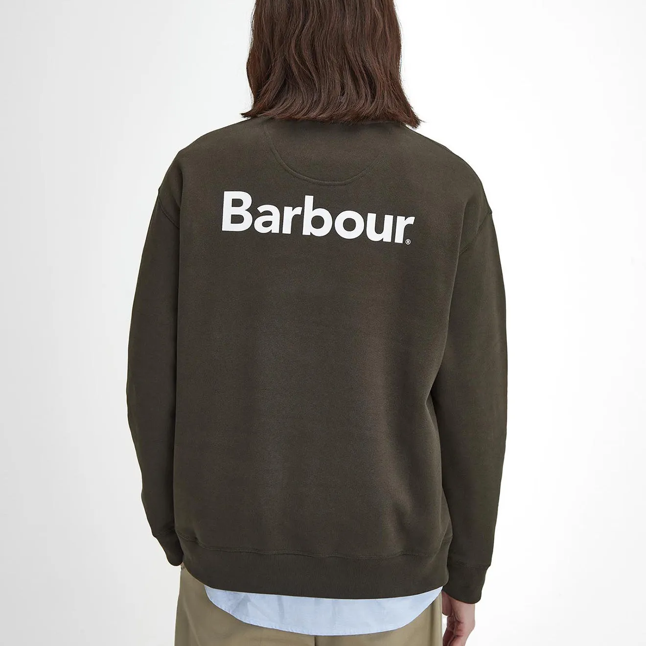 Barbour Brushed Nicholas OS Sweatshirt mit Rundhalsausschnitt in Salbeigrün