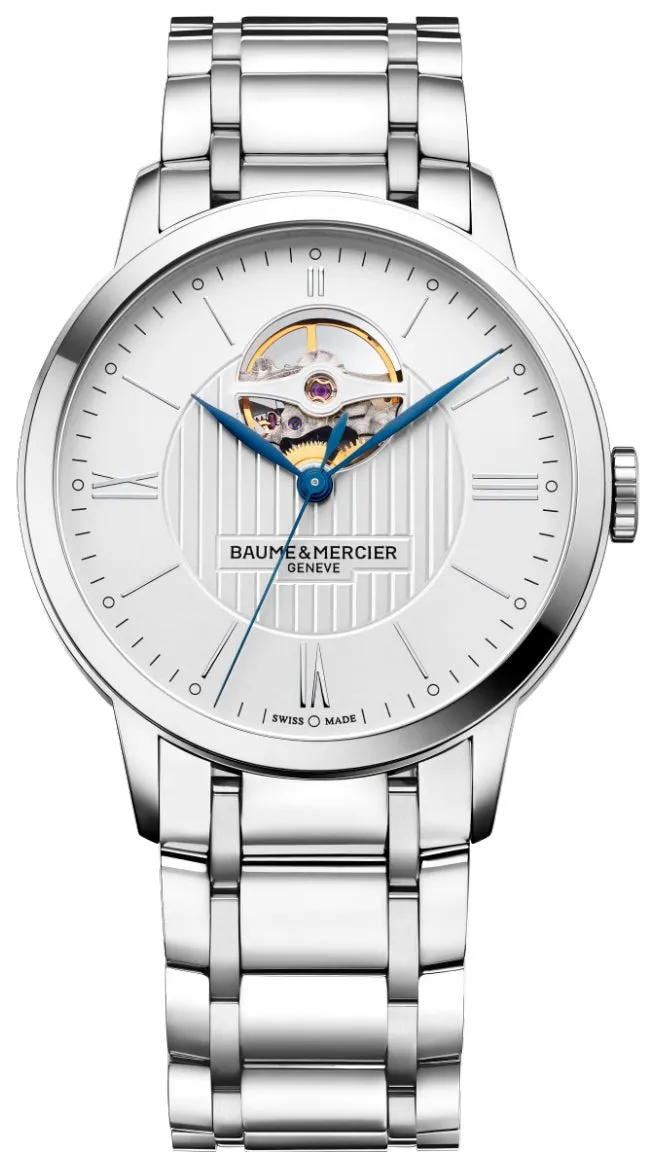 Baume & Mercier Classima Automatik Edelstahl Armbanduhr für Herren mit silberfarbenem Zifferblatt M0A10275 Baume and Mercier Uhren