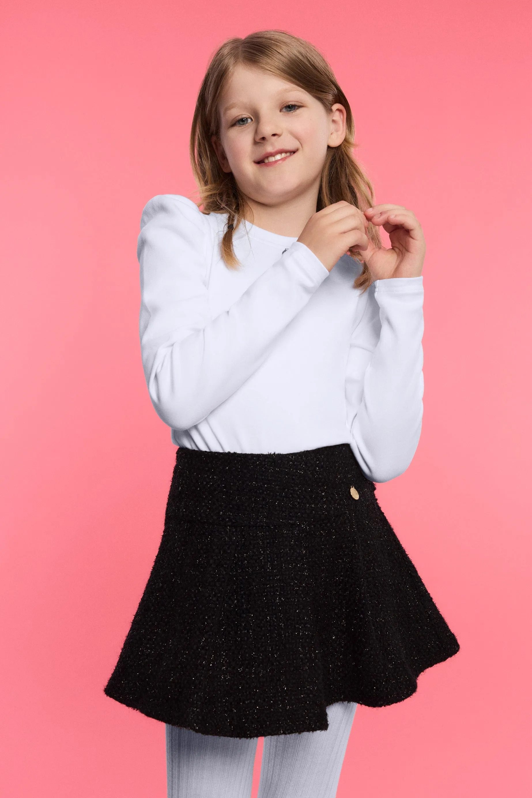BCBG Girls Puff Langarmtop in Elfenbein