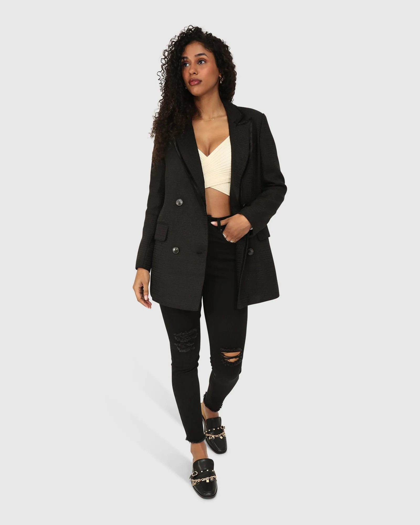 Because Of You Figurbetonter Blazer-Kleid - Schwarz